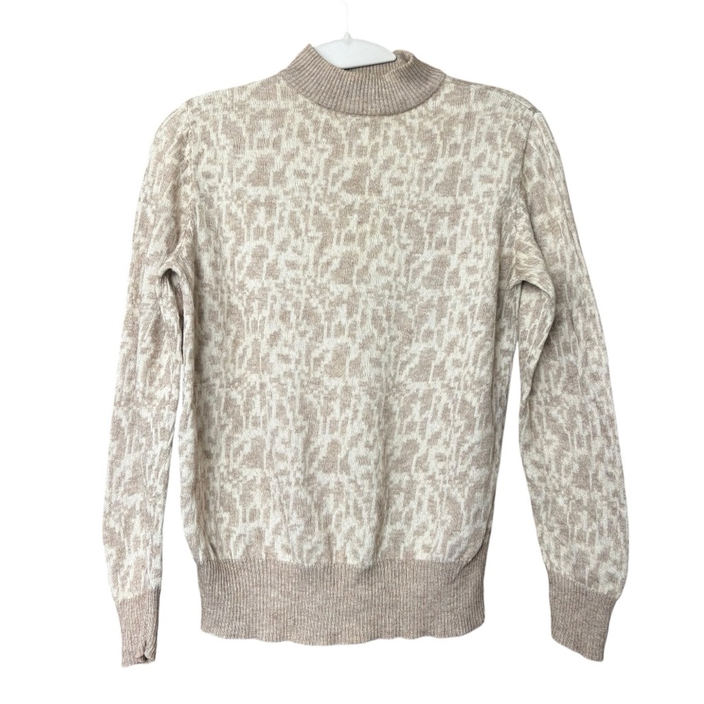 A.P.C Rue Madame Paris Cotton Baby Alpaca Print Mock Neck sweater Size XS Tan‎